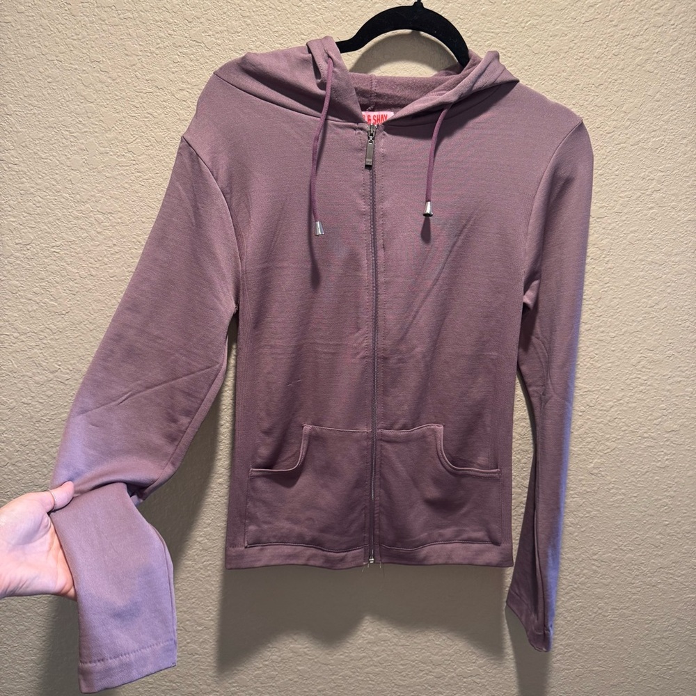 Mauve Zip-Up Fleece Lined Hoodie size M - Picture 4 of 7